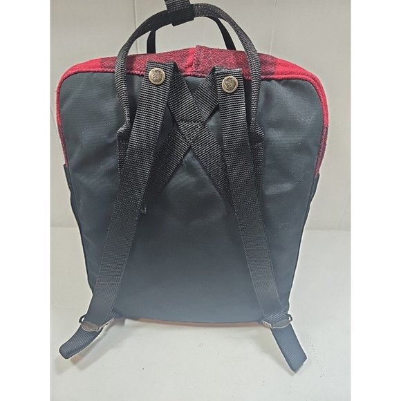 Fjallraven Kanken 23330 Re-Wool Plaid Backpack Red Black Adjustable Straps - Picture 3 of 6